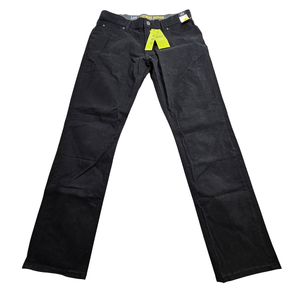 Lee NWT Extreme Motion Pants 34x32 Black Straight Fit Tapered Leg Stretch